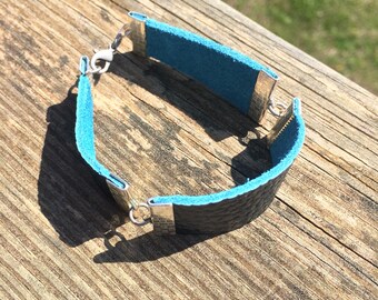Recycled Leather Blue Bracelet