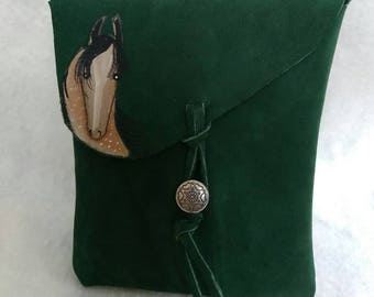 Pretty horse Handpainted on leather purse