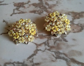 Pakula Rhinestone Flower Clip-On Earrings