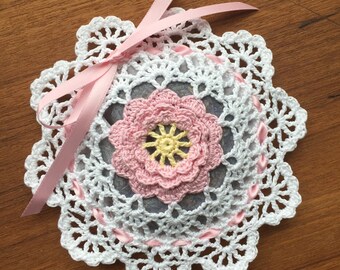 Elegant Handmade Crocheted Lavender Flower Sachet