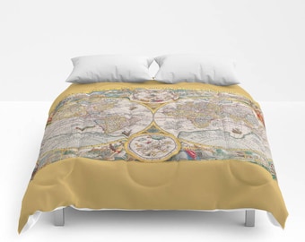 duvet cover or comforter without inserts bedroom home decor old map ancient world gift christmas kids vintage