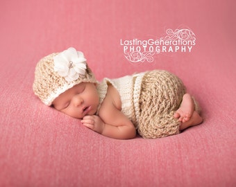 Crochet Newborn - 12mo Overalls and hat set - photo prop - Custom made to order