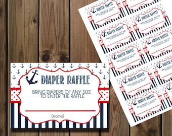 Diaper Raffle Ticket Printable Insert for a Baby Shower Boy