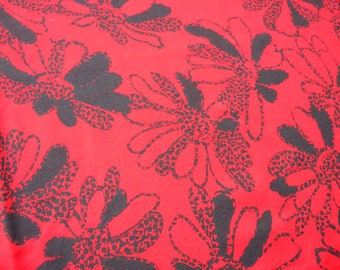 Tablecloth red with black flowers fabric