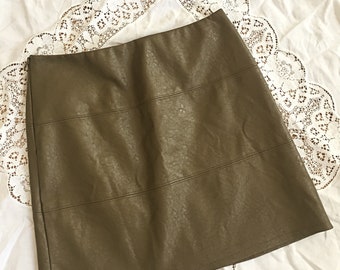 Olive Green Faux Leather Mini Skirt