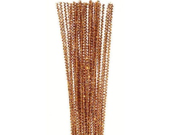 35, 3mm, Gold Tinsel Stems, Pipe Cleaners, 12" Long