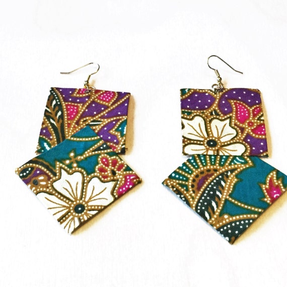 MalaysiaFabric earringsHandmadeMalaysian batik