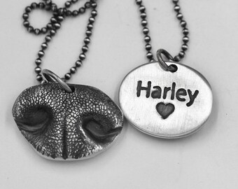 Dog Nose Jewelry made from Solid .999 Silver using the actual impression of your very own dog Keepsake