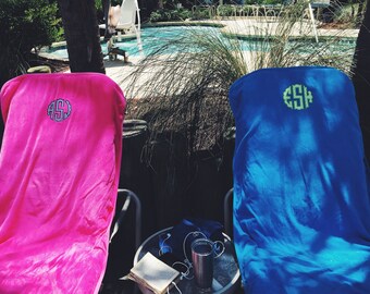 Monogrammed Chaise Lounge Beach Chair Cover Towel