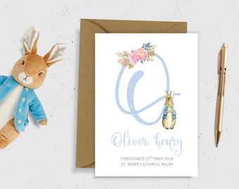 pink/blue Christening card Baptism PERSONALISED new baby card 2 year old card 1st Birthday Card Baby card Peter Rabbit Card Birthday Card