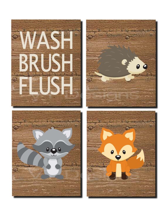 Woodland Bathroom Decor Kids Bathroom Art Woodland Woodland