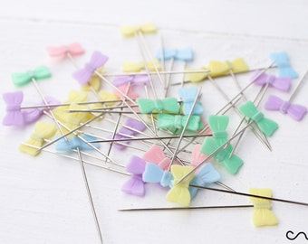 40 x Pastel Bow Sewing Pins Patchwork Pins DIY Quilting Tool Sewing Accessories Dress Making