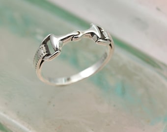 Sterling Silver Snaffle Bit Shaped Ring / Pinky Ring / Sterling silver Ring / Horse Jewelry