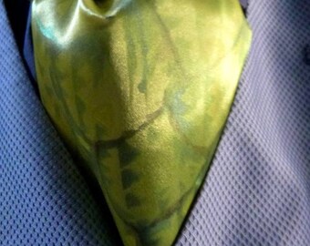 Wearable Art Cravat in Chartreuse Green with Scale Pattern