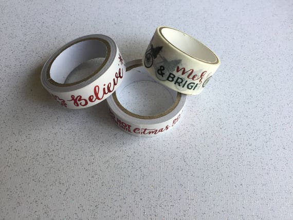 Christmas Washi Tape/Paper Tape/Decorative Tape/Packaging. Holiday washi. 3 Styles To Choose From