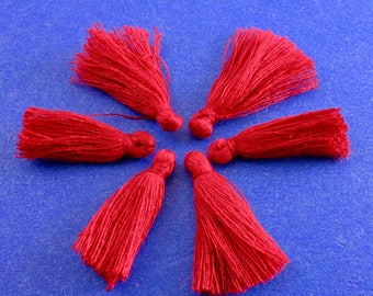 10 pcs -Red Tassel, Crimson Tassel, Cardinal Red Tassel, Rayon Tassel Wine Red About 40mm (1-5/8") long - 30mm (1-1/8") long- TAS-B0091836
