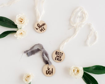 Wooden wedding bouquet charms | wooden wedding signs | Wooden wedding charms