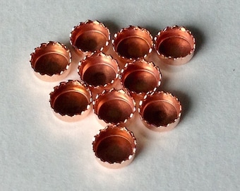 4 mm Serrated Round Bezel Cups Copper Setting - Quantity 10 - Jewelry or Craft Supply