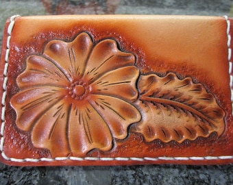 Leather card case , Floral Id case , Women's card case , wallets , leather business card case , Western leather card case , custom tooled