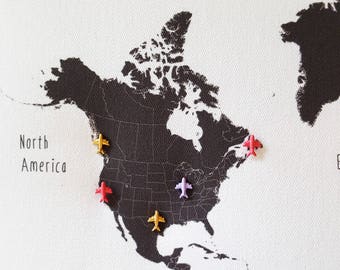 Miniature Airplane Map Marker Push Pins (6)