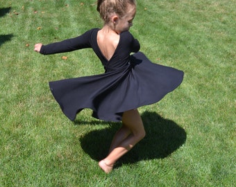 U PICK COLOR Long Sleeve Toddler Twirl Dress/ Baby Twirl Dress /Peplum Dress / Gray / Black / Navy / Yellow / Pink / Burgundy / Mint