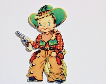 Little Cowboy - Shrink Plastic Brooch - Handmade
