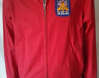 Vintage 70's men's sport jacket with VICA patch red color size medium
