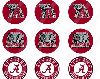 Alabama Crimson digital collage for bottle cap 1 inch round sheet size 4x6 - INSTANT DOWNLOAD