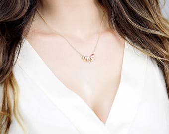 Delicate Rose Gold Initial Necklace, Dainty Initial Jewelry, Personalized Letter Gift, Bridesmaid Gift - BIN *