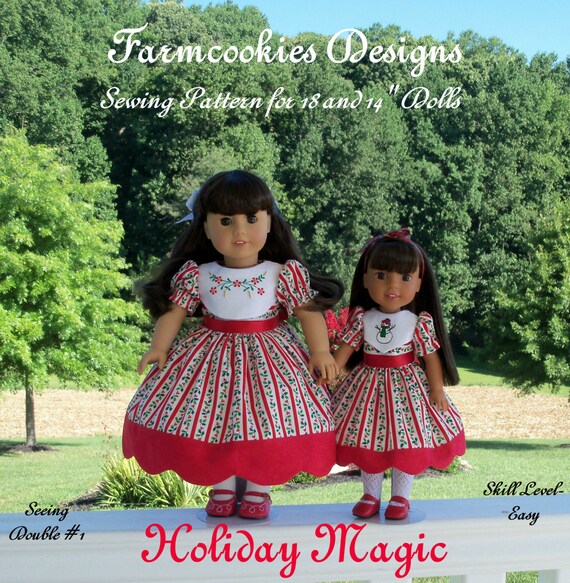 PDF Sewing Pattern: Holiday Magic/ Sewing Pattern fits BOTH 18" American Girl ® and 14" Wellie Wishers®.