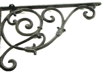Cast Iron Corner Brace Large Shelf Bracket Ornate Shelf Support For Kitchen Canisters Heavy Collectibles
