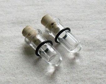 Clear Test Tube Plugs 0g gauged ear plugs earrings for stretched piercings