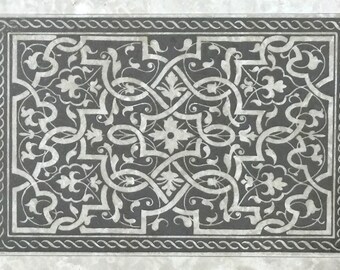 Decorative etched marble 8x12, 12x18 mural for kitchen backsplash tile