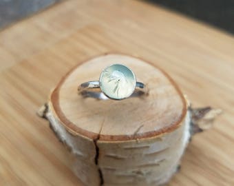 Chrysoprase ring green stone ring hammered sterling silver and Chrysoprase ring unique ring one of a kind unique ooak Chrysoprase ring