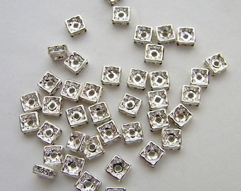 Squaredelles 4 mm -Four (4) Crystal Silver