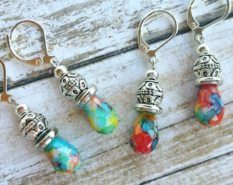 Watercolor Bead Earrings / Boho Earrings / Vintage Earrings / Southwestern Earrings / Bead Earrings