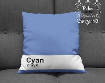 Sale !! CMYK Cyan - Pantone Pillow - Pillow Cover - Pillow Case - Cushion Case
