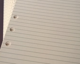 40 Ruled Cream punched paper for Filofax style planners