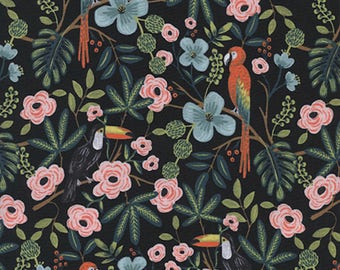 Paradise Garden Midnight 8028-001 - Menagerie - Anna Bond Rifle Paper Co - Cotton + Steel