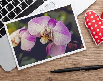 Orchid Note Card, Blank Greeting Card, Photo Greeting Card, Floral Card, Note Card, Floral Photo Notecard, Orchid Stationery, Blank Notecard