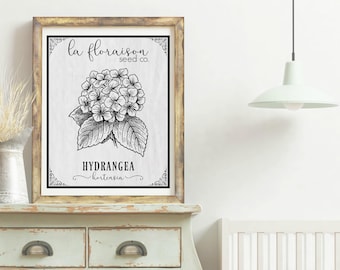 French Cottage Style Seed Packet Printable - Hydrangea