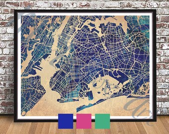 vintage brooklyn street map nyc streetmap new york city ny streetmap big