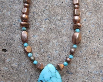 Czech Glass and Turquoise Choker
