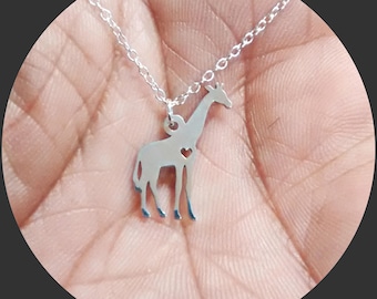 Giraffe Necklace - Engrave Pendant - Sterling Silver Jewelry - Gold Jewelry - Rose Gold Jewelry - Personalized Pet Jewelry - Animal Charm