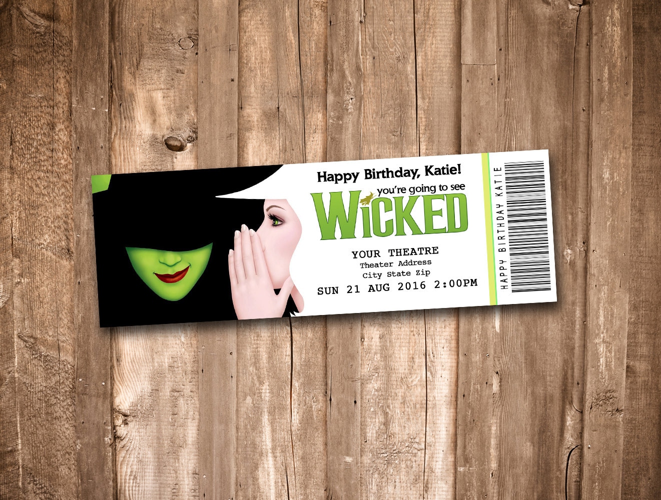printable wicked broadway surprise ticket editable wicked the musical