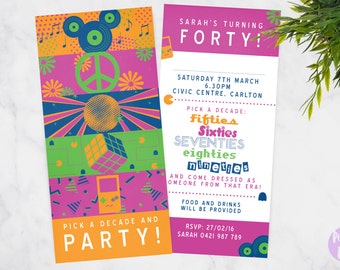 Through The Decades Party Invitations 10