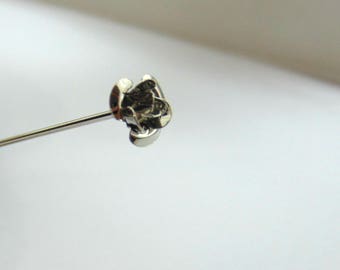 extra long hat pin scarf pin hijab silver rose antique