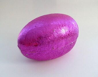 Vintage German Foil Egg/ Vintage Cardboard Paper Mache Egg Purple