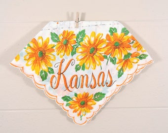 Vintage Kansas Hankie / Kansas Souvenir Hanky / Kansas State Hankie