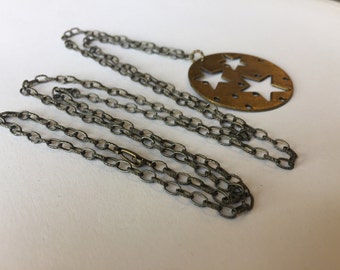 Long Star Necklace Antiqued Brass (50% off)